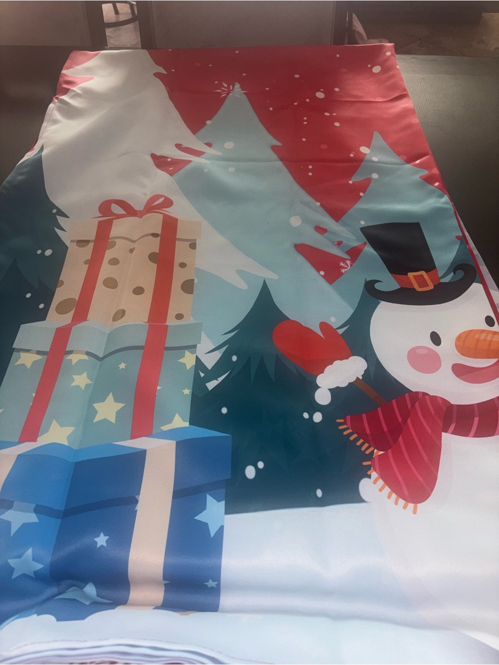 Festive Snowman Holiday Throw Blanket in Red, Blue, White